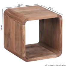 Satztisch (2er Set) in Braun aus Massivholz Akazie - 36x43x43cm (LxBxH)