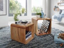 Satztisch (2er Set) in Braun aus Massivholz Akazie - 36x43x43cm (LxBxH)