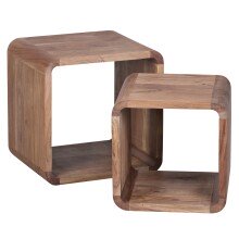 Satztisch (2er Set) in Braun aus Massivholz Akazie - 36x43x43cm (LxBxH)
