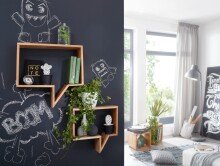 Wandregal (2er Set) in Braun - 50x13x49 (LxBxH)