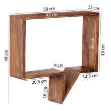 Wandregal (2er Set) in Braun - 50x13x49 (LxBxH)