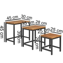 Satztisch (3er Set) in Braun - 30x45x45 (LxBxH)