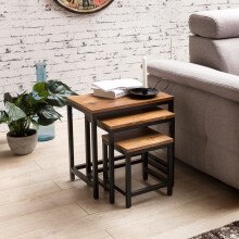 Satztisch (3er Set) in Braun - 30x45x45 (LxBxH)