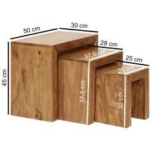 Satztisch (3er Set) in Braun - 30x45x50cm (LxBxH)