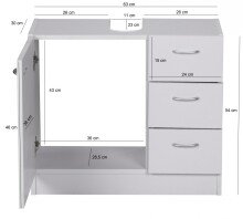 Waschbeckenunterschrank in Weiß - 63x30x54cm (LxBxH)