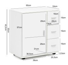 Beistellschrank in Weiß - 60x33x66cm (LxBxH)