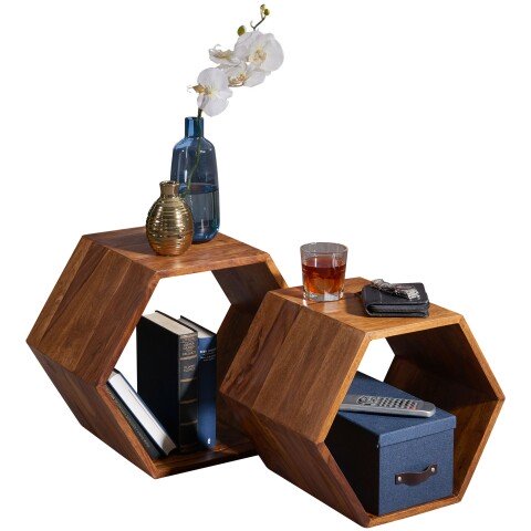 Beistelltisch (2er Set) in Braun - 30x46x40 (LxBxH)