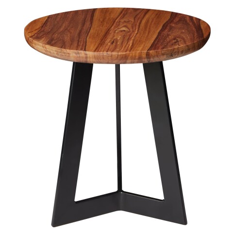Beistelltisch in Braun aus Tischplatte: Sheesham Gestell: Metall - 37cm (H)