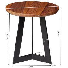 Beistelltisch in Braun aus Tischplatte: Sheesham Gestell: Metall - 37cm (H)