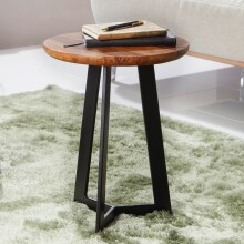 Beistelltisch in Braun aus Tischplatte: Sheesham Gestell: Metall - 45cm (H)