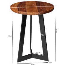 Beistelltisch in Braun aus Tischplatte: Sheesham Gestell: Metall - 45cm (H)