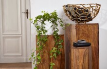 Beistelltisch (3er Set) in Braun aus Massivholz: Sheesham - 24x24x85cm (LxBxH)