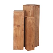 Beistelltisch (3er Set) in Braun aus Massivholz: Akazie -...