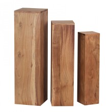 Beistelltisch (3er Set) in Braun aus Massivholz: Akazie - 24x24x85cm (LxBxH)