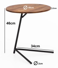Beistelltisch in Braun aus Tischplatte: Sheesham Gestell: Metall - 46cm (H)