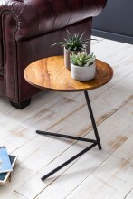 Beistelltisch in Braun aus Tischplatte: Sheesham Gestell: Metall - 46cm (H)