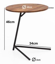 Beistelltisch in Braun aus Tischplatte: Sheesham Gestell: Metall - 46cm (H)