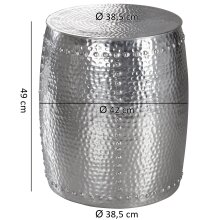 Beistelltisch in Silber aus Kompletter Beistelltisch: Aluminium - 49cm (H)