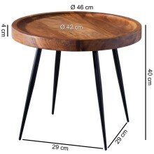 Beistelltisch in Braun aus Tischplatte: Sheesham Gestell: Metall - 40cm (H)