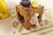 Beistelltisch in Braun aus Massivholz Sheesham - Rosenholz - 35x35x35cm (LxBxH)