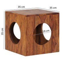 Beistelltisch in Braun aus Massivholz Sheesham - Rosenholz - 35x35x35cm (LxBxH)