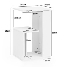 Beistelltisch in Weiß - 30x35x61cm (LxBxH)