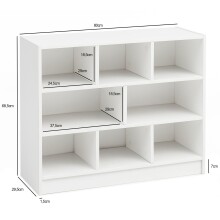 Bücherregal in Weiß - 80x30x69cm (LxBxH)