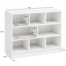 Bücherregal in Weiß - 80x30x69cm (LxBxH)