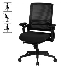Bürostuhl in Schwarz aus Stoff - 70x65x108cm (LxBxH)