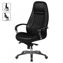 Bürostuhl in Schwarz aus Echtes Leder - 70x68x130cm (LxBxH)