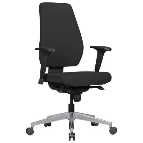 Bürostuhl in Schwarz aus Stoff Fußkreuz: Aluminium - 70x63x119cm (LxBxH)