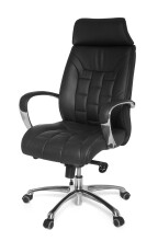 Bürostuhl in Schwarz aus Echtes Leder - 62x66x128cm (LxBxH)