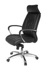 Bürostuhl in Schwarz aus Echtes Leder - 62x66x128cm (LxBxH)