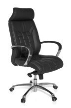 Bürostuhl in Schwarz aus Echtes Leder - 62x66x128cm (LxBxH)