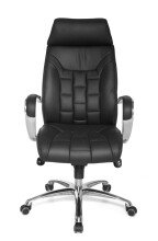 Bürostuhl in Schwarz aus Echtes Leder - 62x66x128cm (LxBxH)