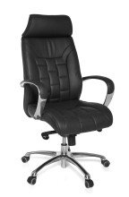 Bürostuhl in Schwarz aus Echtes Leder - 62x66x128cm...