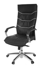 Bürostuhl in Schwarz aus Echtes Leder - 55x60x126cm (LxBxH)