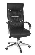 Bürostuhl in Schwarz aus Echtes Leder - 55x60x126cm (LxBxH)