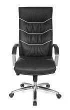 Bürostuhl in Schwarz aus Echtes Leder - 55x60x126cm (LxBxH)