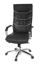 Bürostuhl in Schwarz aus Echtes Leder - 55x60x126cm (LxBxH)