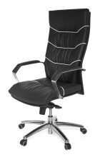Bürostuhl in Schwarz aus Echtes Leder - 55x60x126cm (LxBxH)