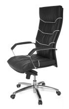 Bürostuhl in Schwarz aus Echtes Leder - 55x60x126cm (LxBxH)