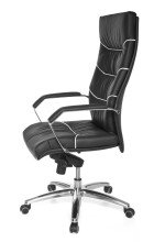 Bürostuhl in Schwarz aus Echtes Leder - 55x60x126cm (LxBxH)