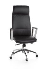 Bürostuhl in Schwarz aus Echtes Leder - 54x61x127cm (LxBxH)