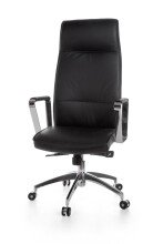 Bürostuhl in Schwarz aus Echtes Leder - 54x61x127cm (LxBxH)