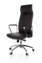 Bürostuhl in Schwarz aus Echtes Leder - 54x61x127cm (LxBxH)