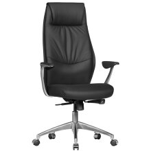 Bürostuhl in Schwarz aus Echtes Leder - 58x67x125cm...