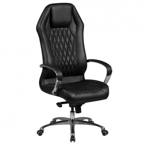 Bürostuhl in Schwarz aus Echtes Leder - 70x67x136cm (LxBxH)