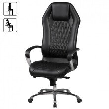 Bürostuhl in Schwarz aus Echtes Leder - 70x67x136cm (LxBxH)