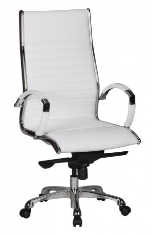 Bürostuhl in Weiß aus Echtes Leder - 60x60x122cm (LxBxH)